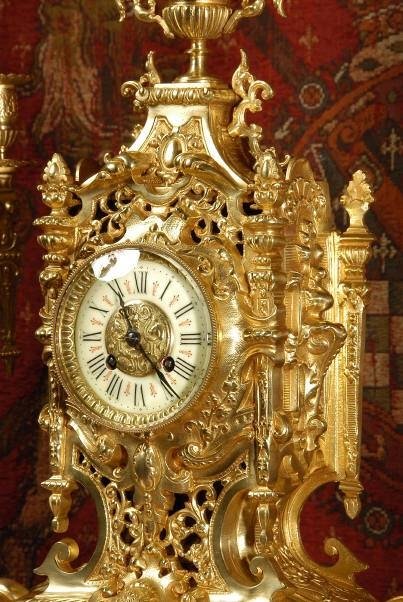 fig 4. Antique French Gothic Clock Set by Louis Japy.